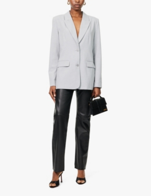 Shop Good American Womens  Oversized Suiting Peak-lapel Stretch-woven Blazer In Heather Grey001