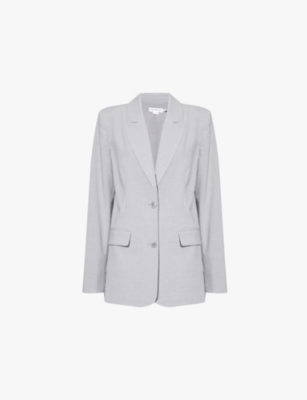 Shop Good American Womens  Oversized Suiting Peak-lapel Stretch-woven Blazer In Heather Grey001