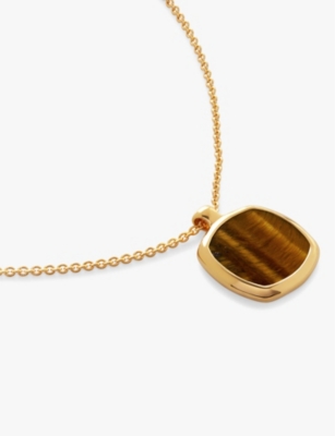 Monica Vinader Womens Delphi 18ct Yellow Gold-plated Vermeil Sterling-silver And Tiger's Eye Pendant Necklac In Yellow Gold