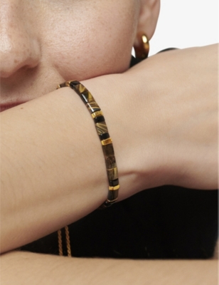 Monica Vinader Womens Delphi 18ct Yellow Gold-plated Vermeil Sterling-silver And Tiger's Eye Friendship Bracelet In Yellow Gold