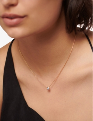 Monica Vinader Womens Solitaire 18ct Yellow Gold-plated Vermeil Sterling-silver And 0.06ct Lab-grown Diamond Neckla In Yellow Gold