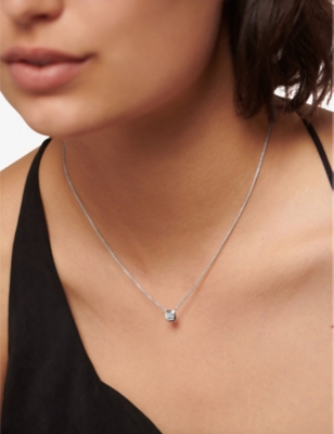 Monica Vinader Womens Solitaire Sterling-silver And 0.06ct Lab-grown Diamond Necklace Sterling Silver In Sterling Silver