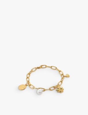 MONICA VINADER: Lucky Charm 18ct yellow gold-plated vermeil sterling-silver and pearl bracelet