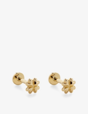 MONICA VINADER: Clover 14ct solid-gold single labret earring