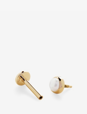 MONICA VINADER: Pearl 14ct Yellow-Gold Single Labret Piercing Stud