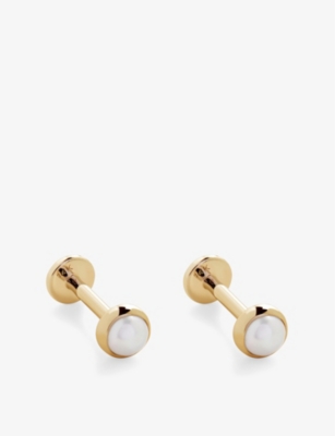 MONICA VINADER: Pearl 14ct Yellow-Gold Single Labret Piercing Stud