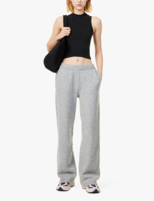 Fluffy Emblem brand-embroidery straight-leg mid-rise knitted jogging bottoms