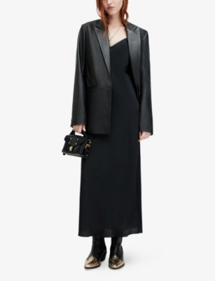 ALLSAINTS: Bryony V-Neck Woven Midi Slip Dress