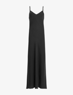 ALLSAINTS: Bryony V-Neck Woven Midi Slip Dress