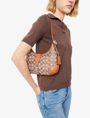 Coach Womens  Signature Hamptons Canvas And Faux-crystal Hobo Shoulder Bag