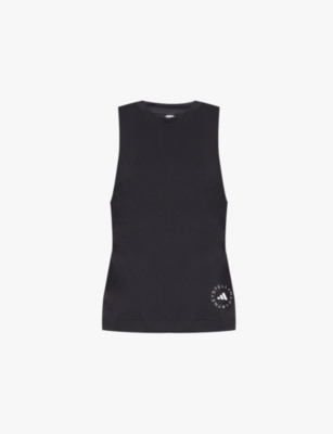 ADIDAS BY STELLA MCCARTNEY: Logo-Print Round-Neck Cotton And Polyester-Blend Jersey Top