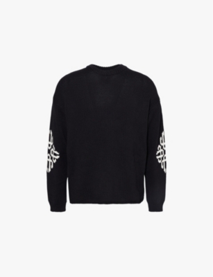 The Couture Club Mens  Chunky Emblem Cotton-knitted Jumper In Black