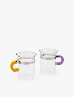 Bodum Yellow And Lilac Chambord Stainless-steel Set Of Two Tea Glasses 0.3l In Yellow And Lilac