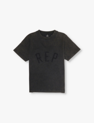 Shop Represent Logo-appliqué Cotton-jersey T-shirt 1-6 Years Vintage Black