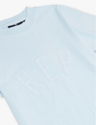 Shop Represent Powder Blue Logo-appliqué Cotton-jersey T-shirt 1-6 Y