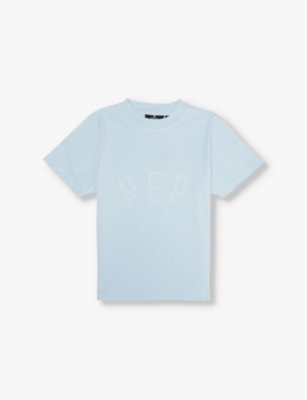 Shop Represent Powder Blue Logo-appliqué Cotton-jersey T-shirt 1-6 Y