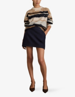 Reiss Elise Mini Skirt In Navy