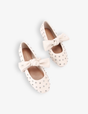 Kg Kurt Geiger Womens Bone Master Studded Faux-leather Ballet Flats In Bone
