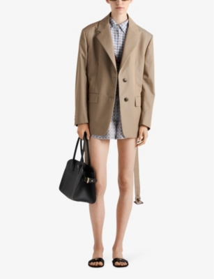 PRADA: Single-breasted relaxed-fit belted cotton-twill jacket
