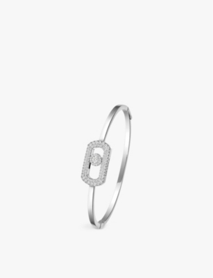 Shop Messika White Gold So Move Pavé 18ct White-gold And 0.67ct Diamond Bangle