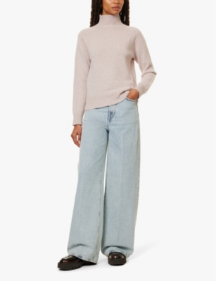 Sunspel Womens Pale Pink Twist Rollneck Long-sleeve Wool-knit Jumper In Pale Pink Twist