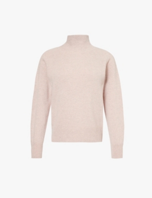 Sunspel Womens Pale Pink Twist Rollneck Long-sleeve Wool-knit Jumper In Pale Pink Twist