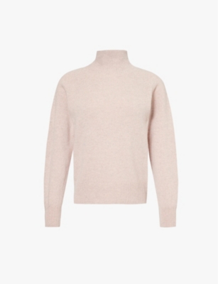 Shop Sunspel Womens Rollneck Long-sleeve Wool-knit Jumper Pale Pink Twist