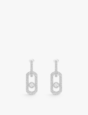 Messika So Move Xl Pavé 18ct Yellow-gold And 2.12ct Diamond Earrings White Gold