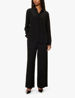 Sunspel Womens Black Relaxed-fit Long-sleeve Silk Shirt In Black