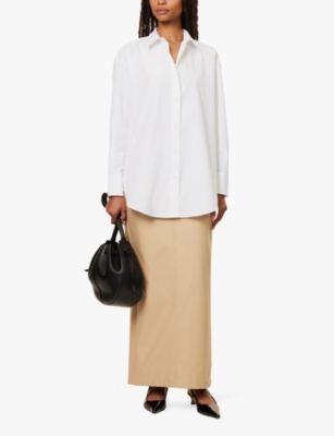 Sunspel Womens White Oversized Long-sleeve Cotton-poplin Shirt In White