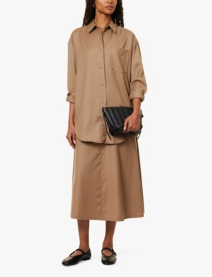 SUNSPEL WOMENS SUNSPEL A-LINE HIGH-WAIST WOOL MIDI SKIRT 