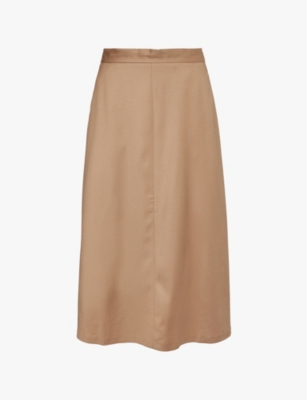 SUNSPEL WOMENS SUNSPEL A-LINE HIGH-WAIST WOOL MIDI SKIRT 