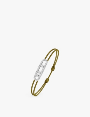 Shop Messika Essika Cares Pavé 18ct White-gold And 0.26ct Diamond Cord Bracelet In White Gold