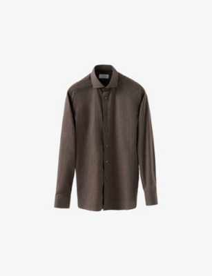 ETON: Herringbone-Weave Long-Sleeve Cotton Shirt