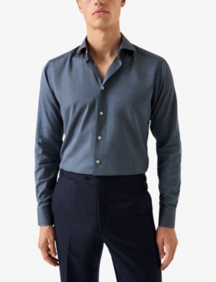 ETON: Herringbone-Weave Long-Sleeve Cotton Shirt