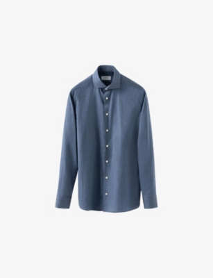 ETON: Herringbone-Weave Long-Sleeve Cotton Shirt