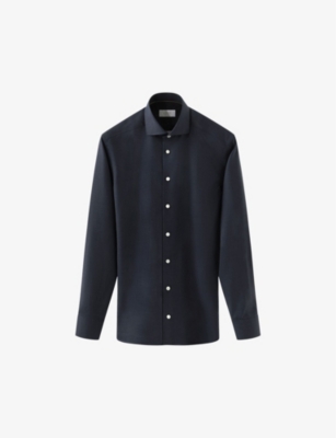 ETON: Spread-collar Slim-Fit Wool Shirt