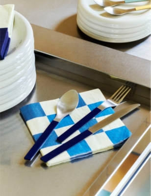 Hay Checkered Paper Napkins Set Of 20 Off White  Blues In Off White  Blues