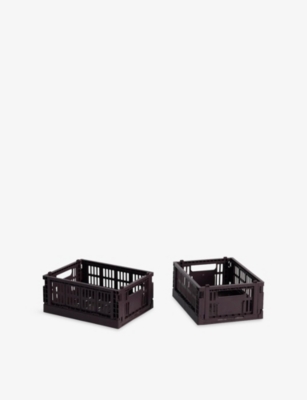HAY: Colour Stackable Mini Plastic Crates Set of Two
