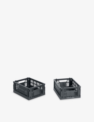 HAY: Colour Stackable Mini Plastic Crates Set of Two