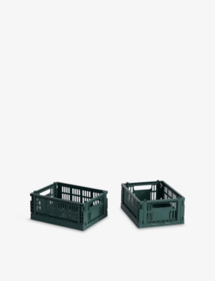 HAY: Colour Stackable Mini Plastic Crates Set of Two