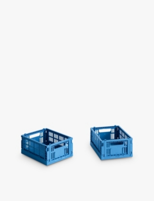 HAY: Colour Stackable Mini Plastic Crates Set of Two