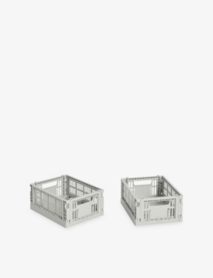 HAY: Colour Stackable Mini Plastic Crates Set of Two