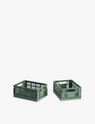 HAY: Colour Stackable Mini Plastic Crates Set of Two