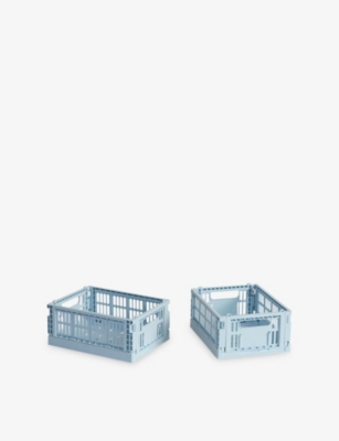 HAY: Colour Stackable Mini Plastic Crates Set of Two