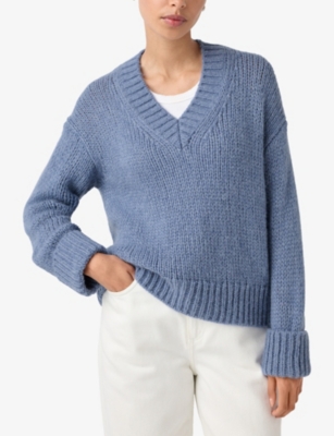 THE WHITE COMPANY: V-Neck Knitted Wool-Blend Jumper