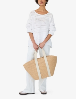 THE WHITE COMPANY: Round-Neck Off-Shoulder Textured Cotton-Blend Jumper