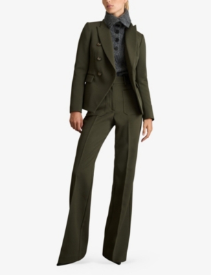Reiss Womens  Priya Double-breasted Recycled Polyester-blend Blazer In Green