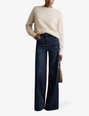 REISS: Heather wide-leg high-rise stretch-denim jeans
