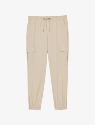 REISS: Hold patch-pocket tapered-leg stretch-jersey cargo trousers